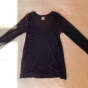 Kristensen Du Nord 100% Silk Crepe Black Long Sleeve Blouse